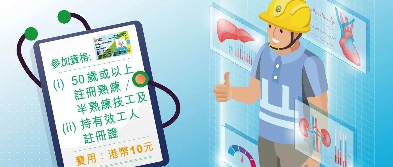 【工友福利】50歲以上中工及大工只需$10便可體檢
